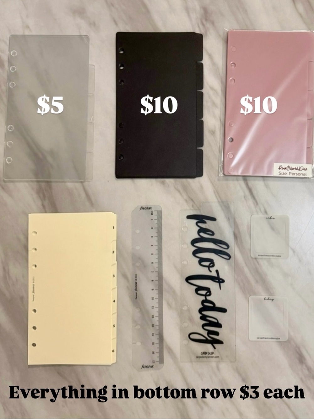 filoFAX Personal Planner Accessories Set - Clear, Black, Pink, Cream
